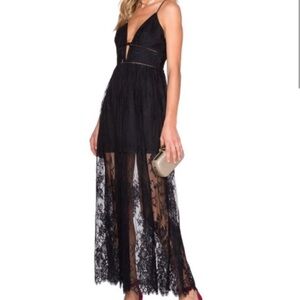 NWT Long Black Lace Maxi Dress X by NBD REVOLVE Stella